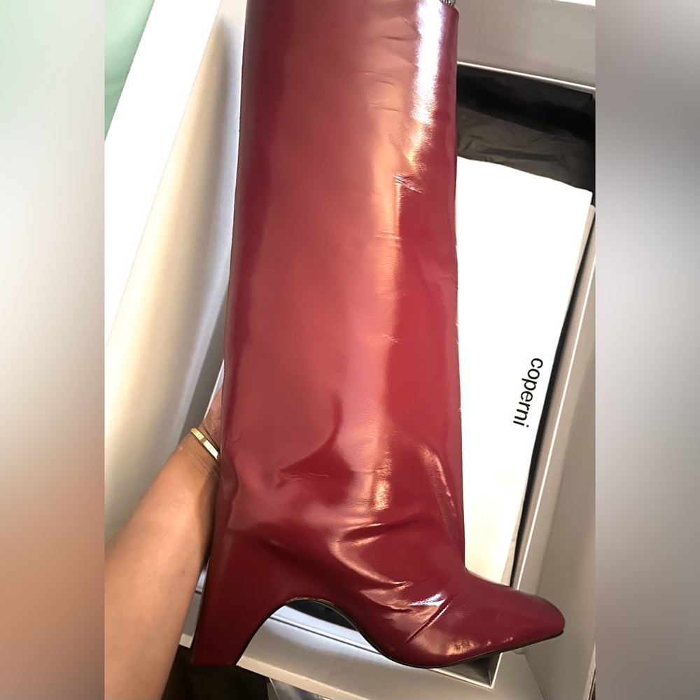 Coperni Deep Red Over the Knee Boots